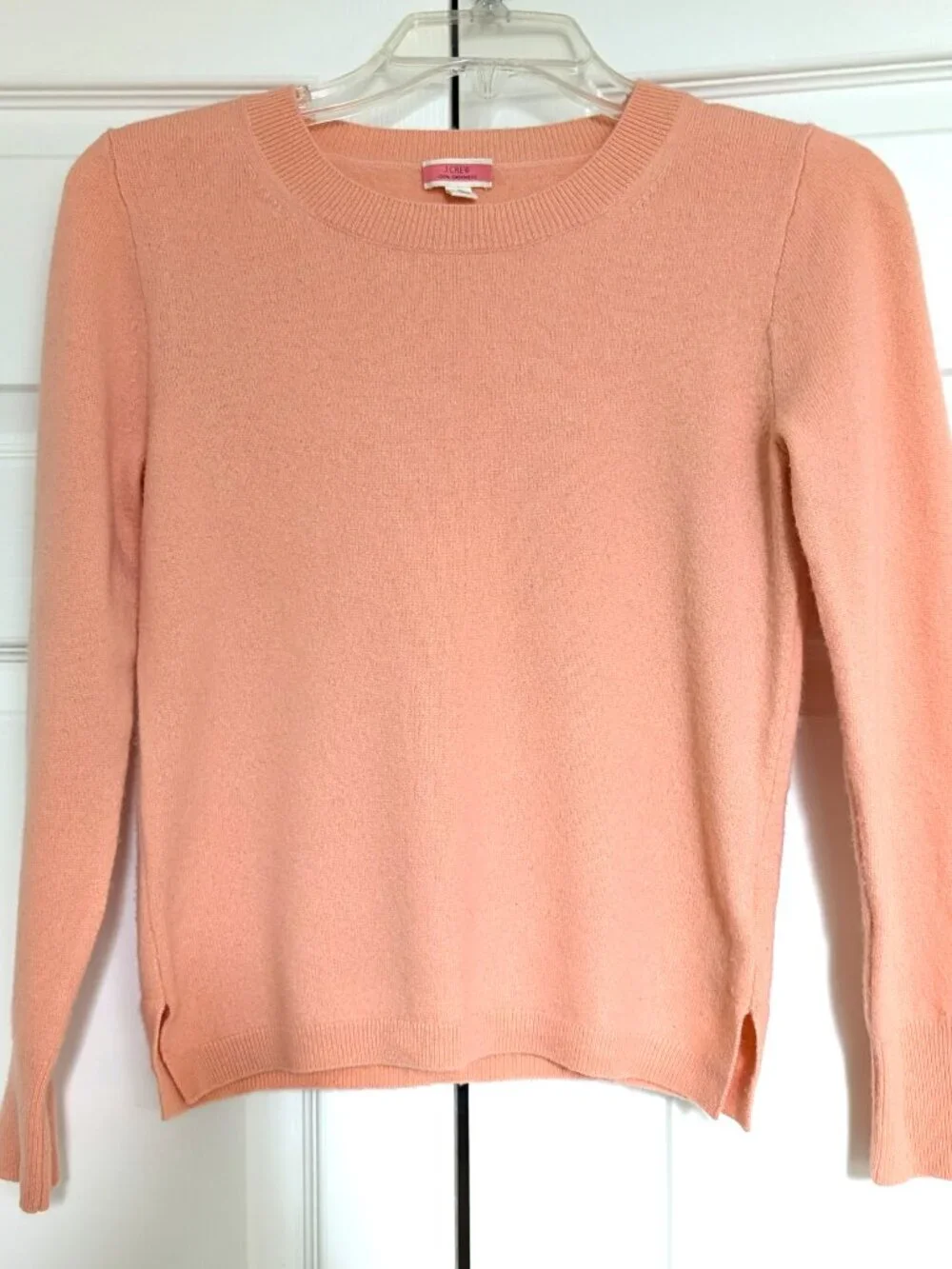 J.Crew 100% Cashmere Sweater Women’s Small Peach Crewneck Long Sleeve Soft
